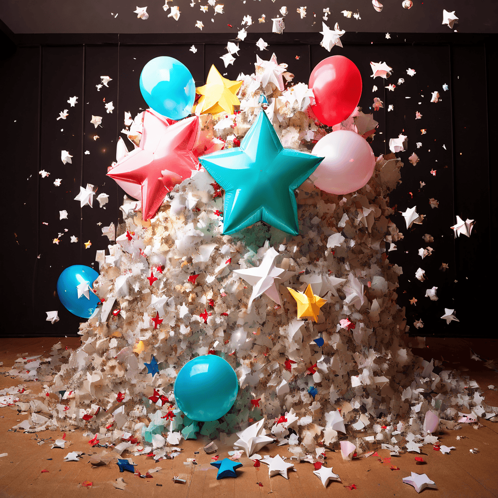 한 개의 부정적인 1점 리뷰가 수많은 긍정적인 5점 리뷰를 압도하는 상황을, 무거운 추와 터질 듯한 풍선의 시각적 은유로 표현한 이미지입니다.